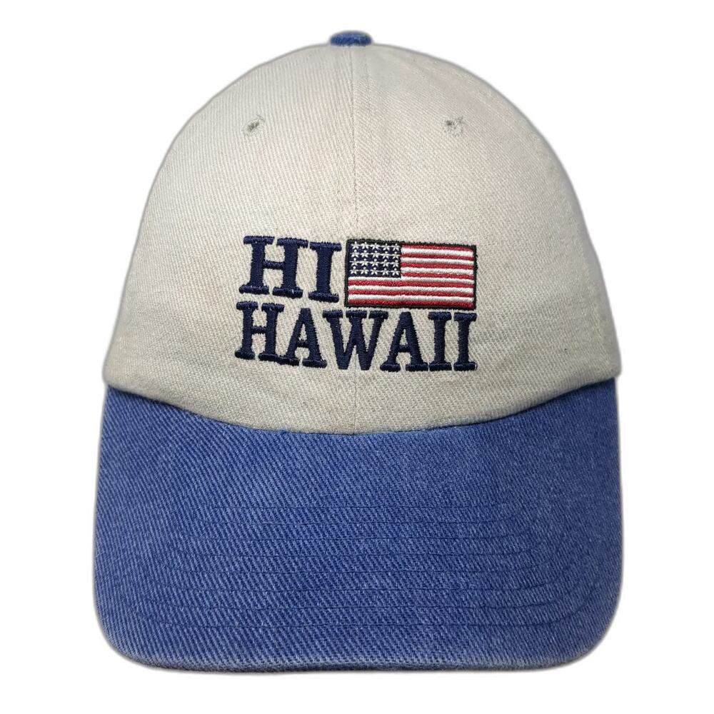 Twins Enterprise Baseball Cap Beige Blue One Size Slideback Hawaii Flag hat